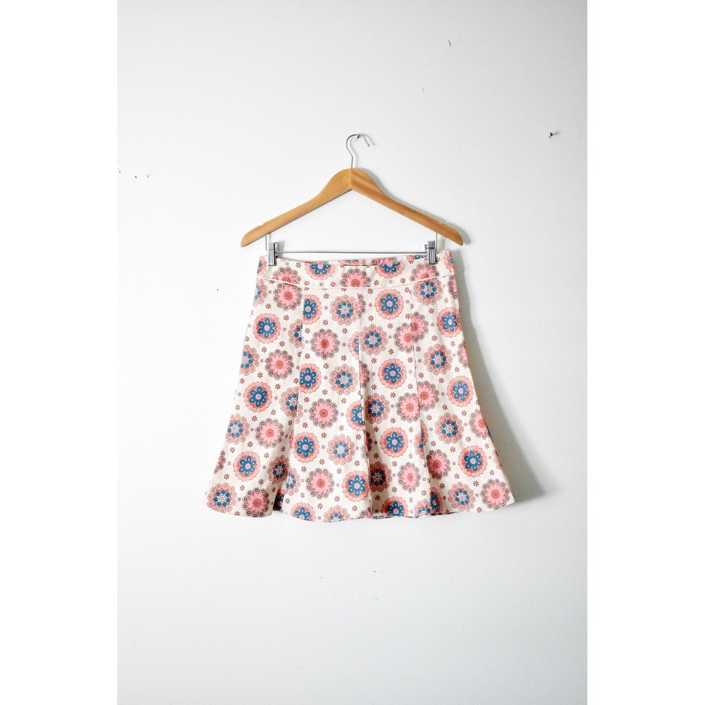 lm lm Floral Mandala A-Line Skirt Womens M Pink Blue Retro 60s Style Mini - Picture 1 of 7
